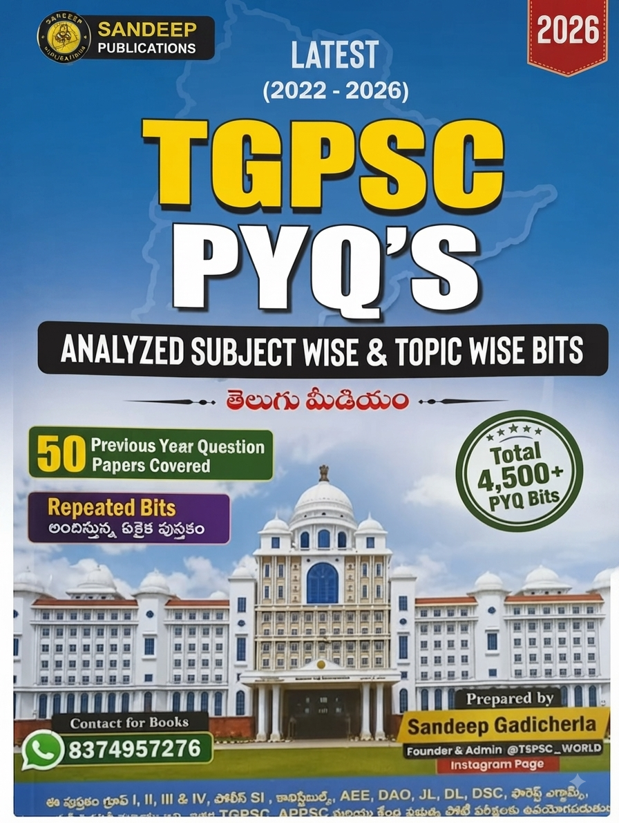 TGPSC Previous Year Question Papers (2022-2026) Subject Wise & Topic Wise Bits Analysis 4500 Bits (Telugu Medium)